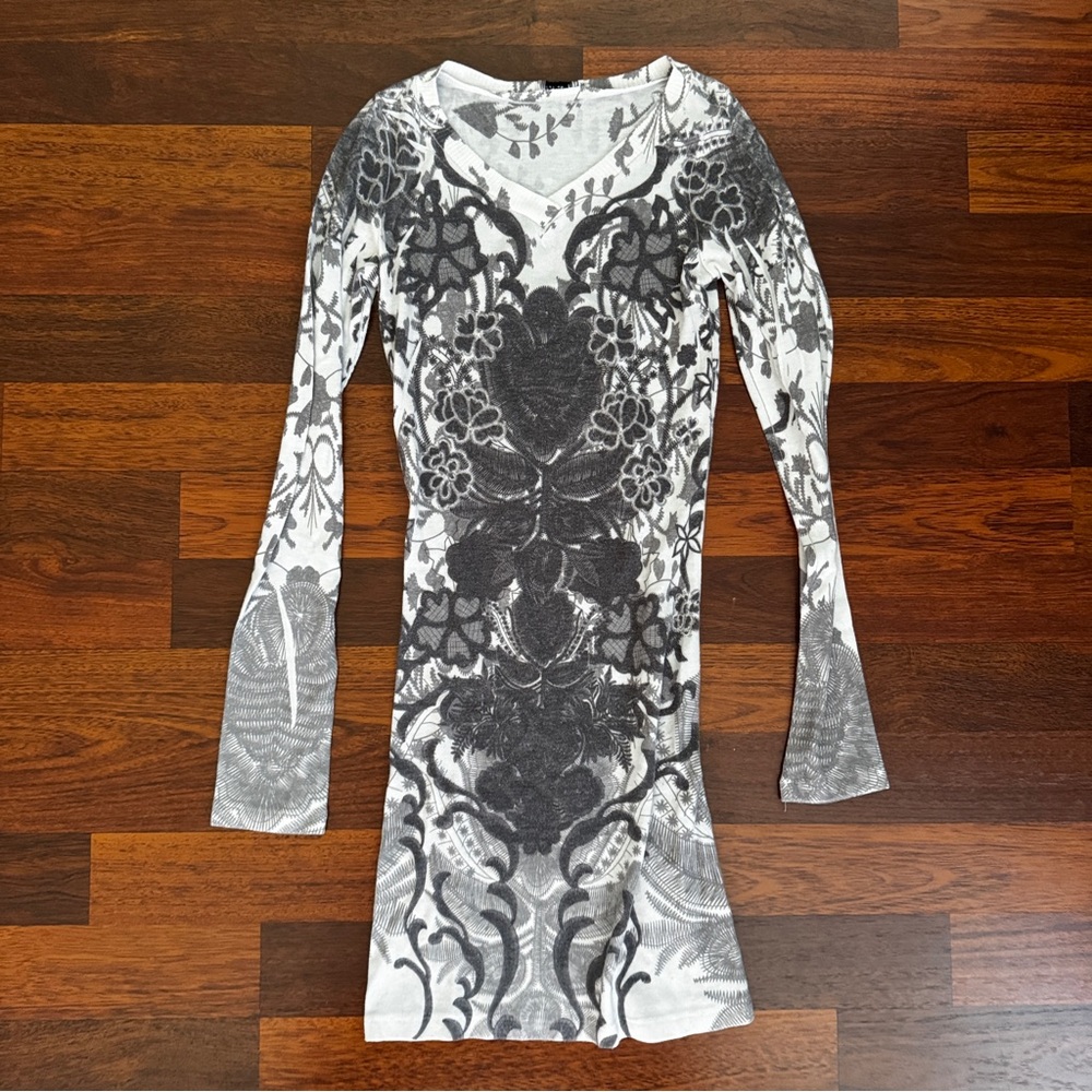 Body Central Tight Black and White Patterned Dress SZ SM